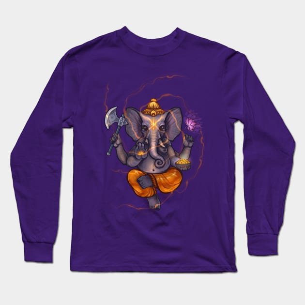 Shri Ganesh Long Sleeve T-Shirt by Nightgrowler